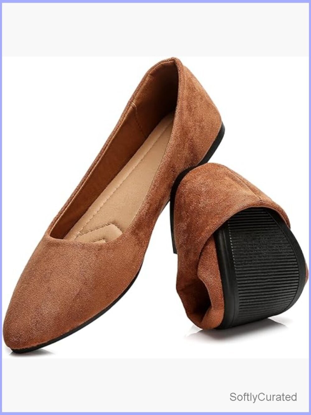 Suede Pointed Toe Slip On Ballet Flats Comfortable Casual Dress Shoes